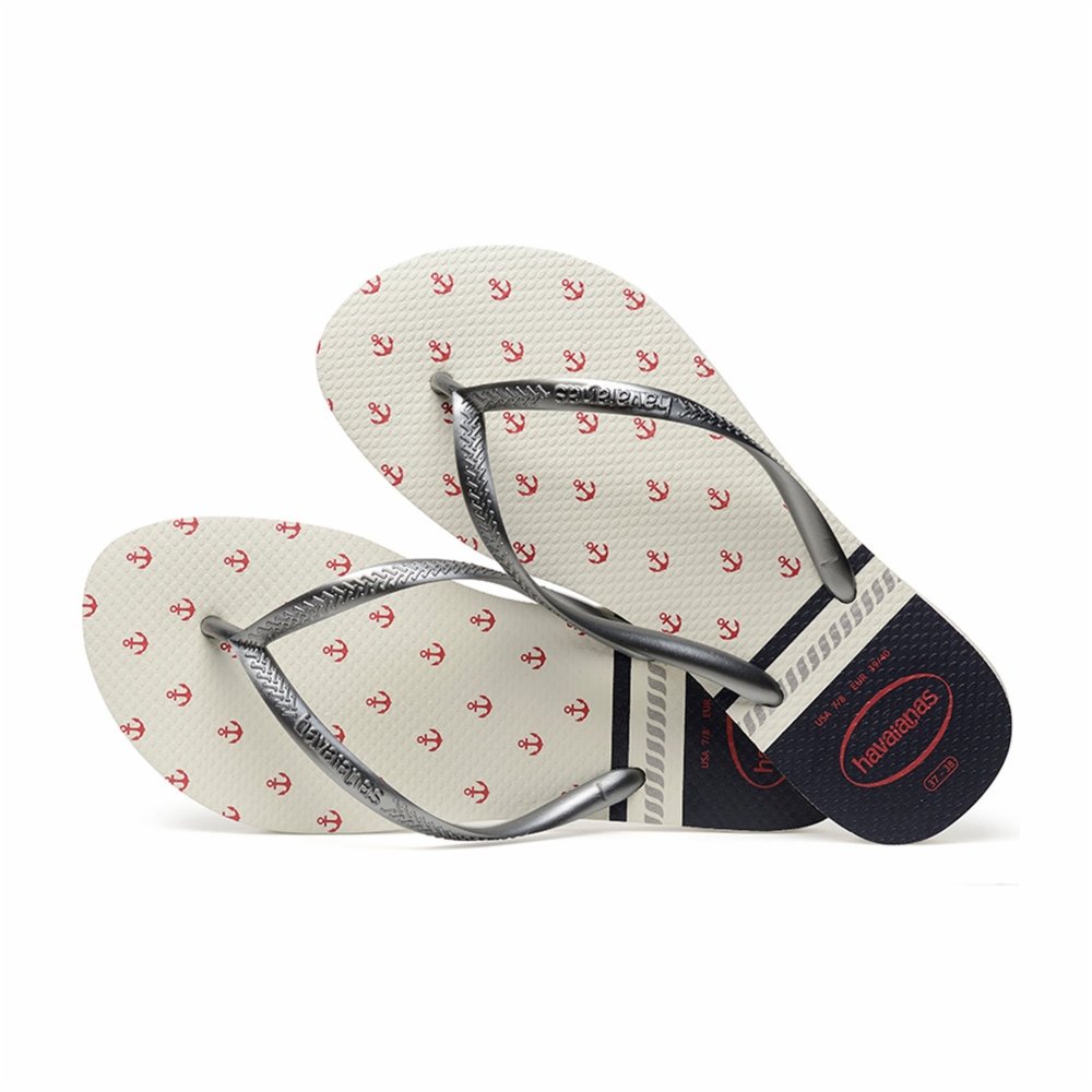 Sandalia Havaianas Slim Nautical Branca E Grafite Panvel Farm Cias