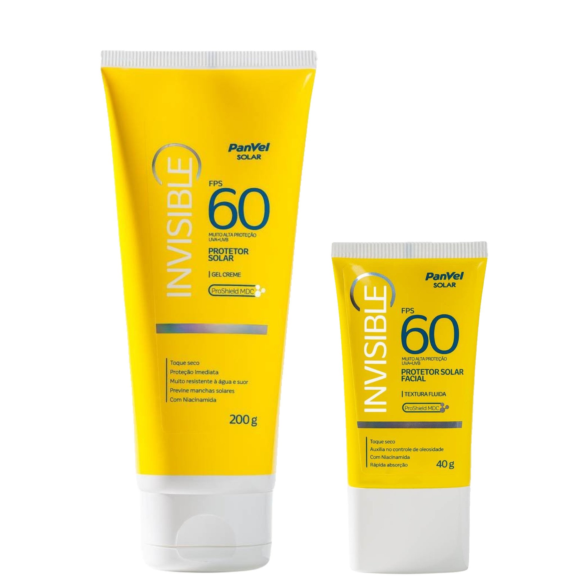 Kit Panvel Solar Invisible Protetor Solar Facial Fps60 40g + Protetor Solar Corporal Gel Creme Fps60 200g