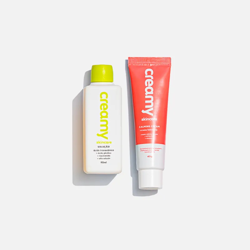 kit duo Creamy Tônico Clareador Ácido Tranexâmico 90Ml + Gel Creme Hidratante Calming Cream 40G