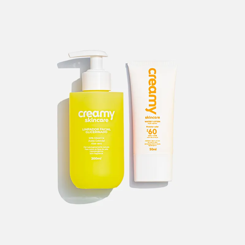 Kit Duo Creamy Limpador Facial Glicerinado 200ml + Protetor Solar Facial Watery Lotion Fps60 50ml