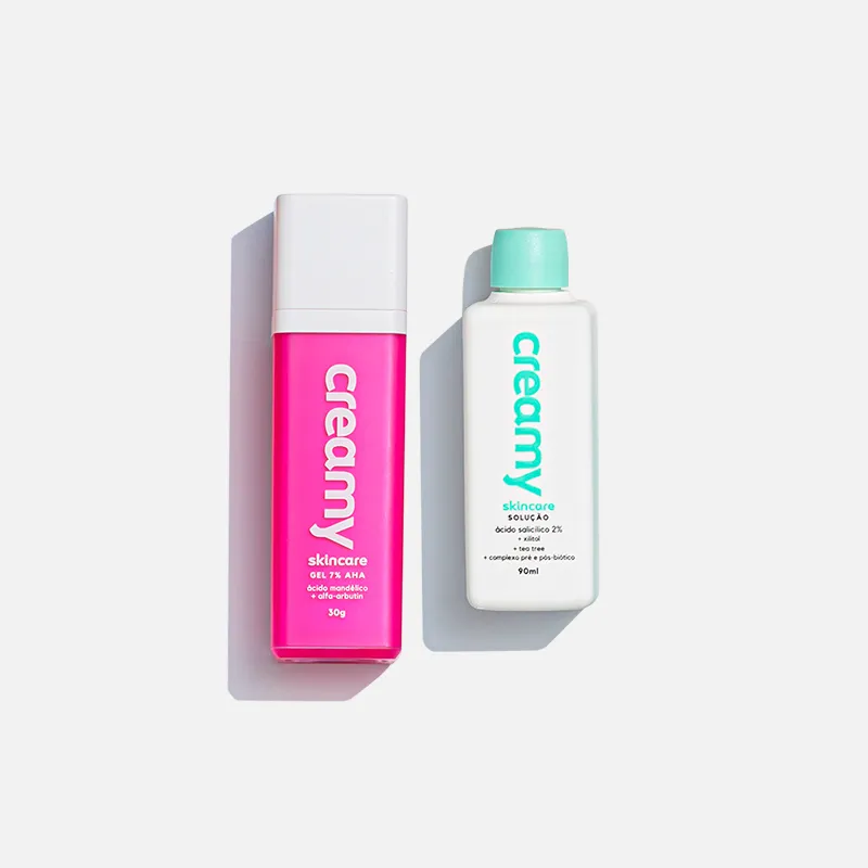 Kit Duo Creamy Ácido Mandélico 30g + Tônico Antiacne Esfoliante Ácido Salicílico 90ml