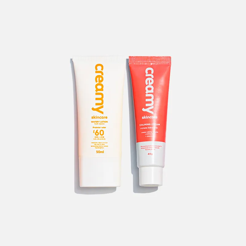 Kit Duo Creamy Gel Creme Hidratante Calming Cream 40G + Protetor Solar Facial Watery Lotion Fps60 50Ml