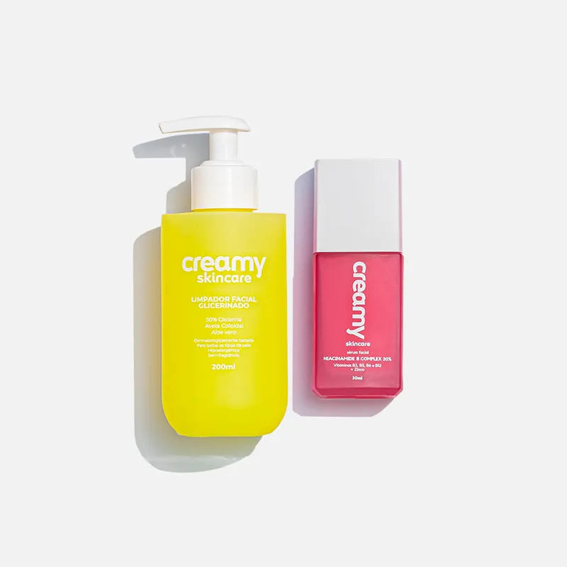 Kit Duo Creamy Sérum Facial Antiacne Niacinamide B Complex 20% 30ml + Limpador Facial Glicerinado 200ml