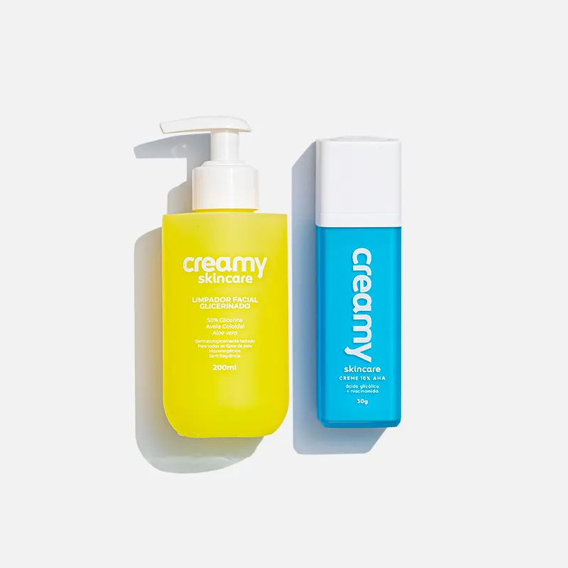 Kit Duo Creamy Limpador Facial Glicerinado 200ml + Creme Retexturizador Ácido Glicólico 30g