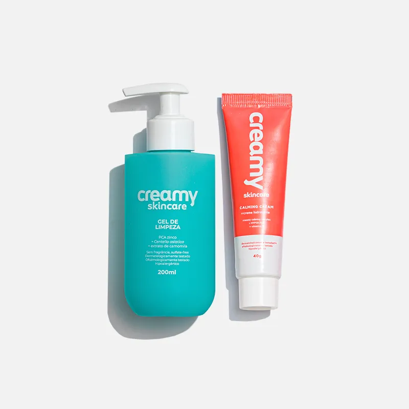 kit duo Creamy Gel Creme Hidratante Calming Cream 40G + Gel De Limpeza Facial 200Ml