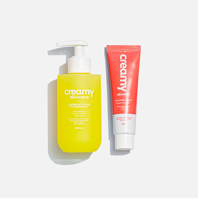 kit duo Creamy Gel Creme Hidratante Calming Cream 40G + Limpador Facial Glicerinado 200Ml