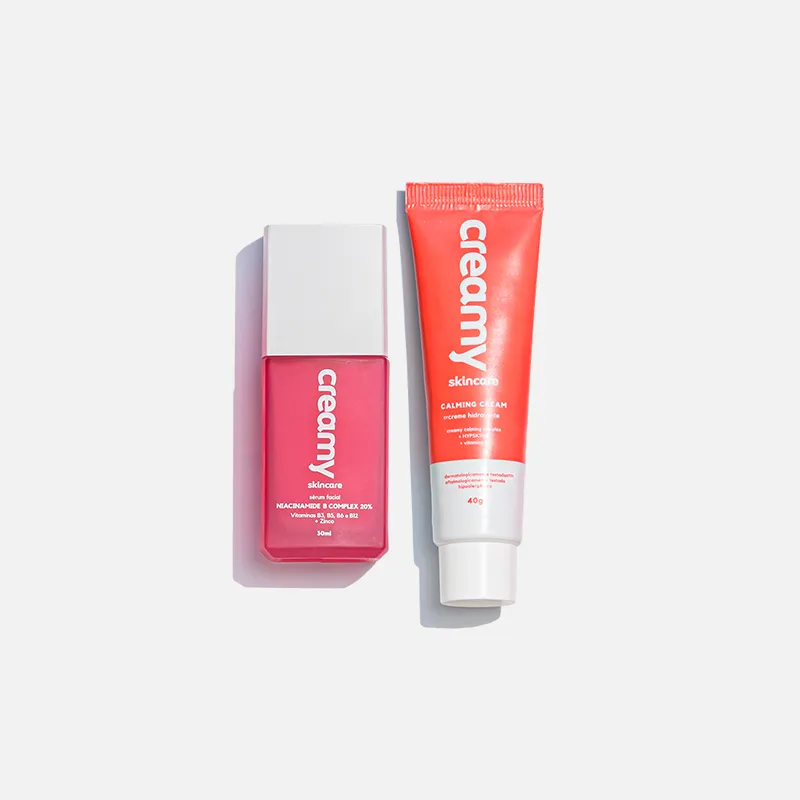 Kit Duo Creamy Gel Creme Hidratante Calming Cream 40g + Sérum Facial Antiacne Niacinamide B Complex 20% 30ml
