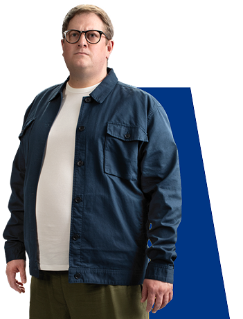 Ilustração de homem sobre obesidade