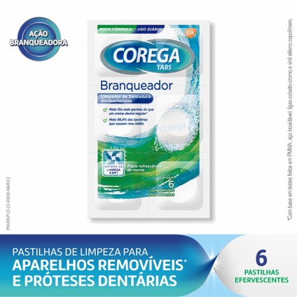 LIMPEZA PARA PRÓTESES E APARELHOS REMOVÍVEIS COREGA TABS 3 MINUTOS 6 UNIDADES