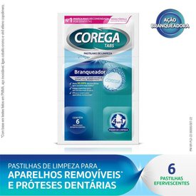 LIMPADOR E BRANQUEADOR DE PRÓTESES E APARELHOS REMOVÍVEIS COREGA TABS  6 UNIDADES