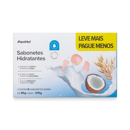 KIT SABONETE EM BARRA HIDRATANTE PANVEL 6 UNIDADES 85G CADA