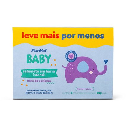 KIT SABONETE EM BARRA INFANTIL PANVEL BABY COM 5 UNIDADES