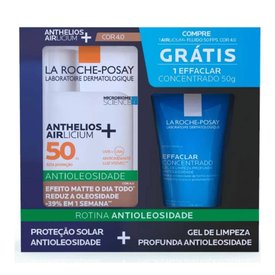 KIT LA ROCHE POSAY PROTETOR SOLAR FACIAL AIRLICIUM FLUIDO FPS50 4.0 40G+GEL DE LIMPEZA EFFACLAR 50G