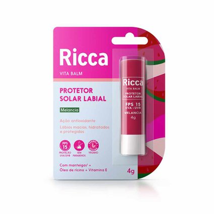 PROTETOR SOLAR LABIAL RICCA FPS15 MELANCIA 4G