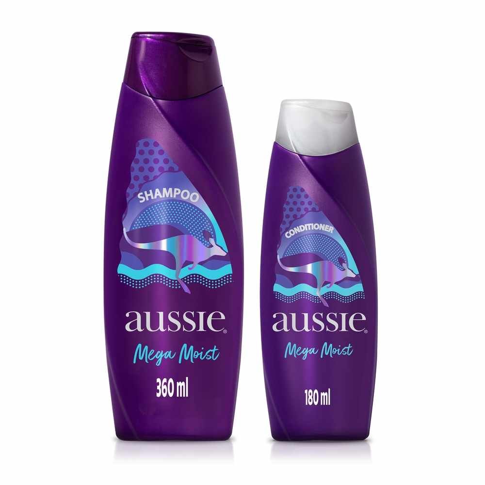 Kit Aussie Mega Moist Shampoo 360ml + Condicionador 180ml