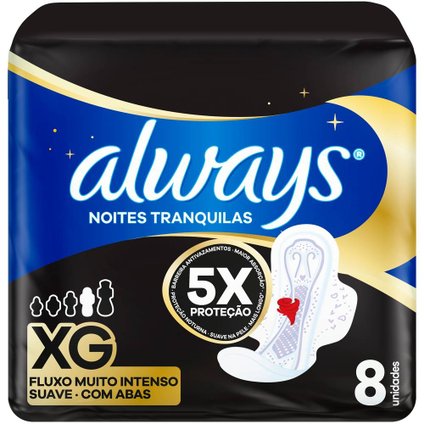 ABSORVENTE ALWAYS NOITES TRANQUILAS XG 8 UNIDADES