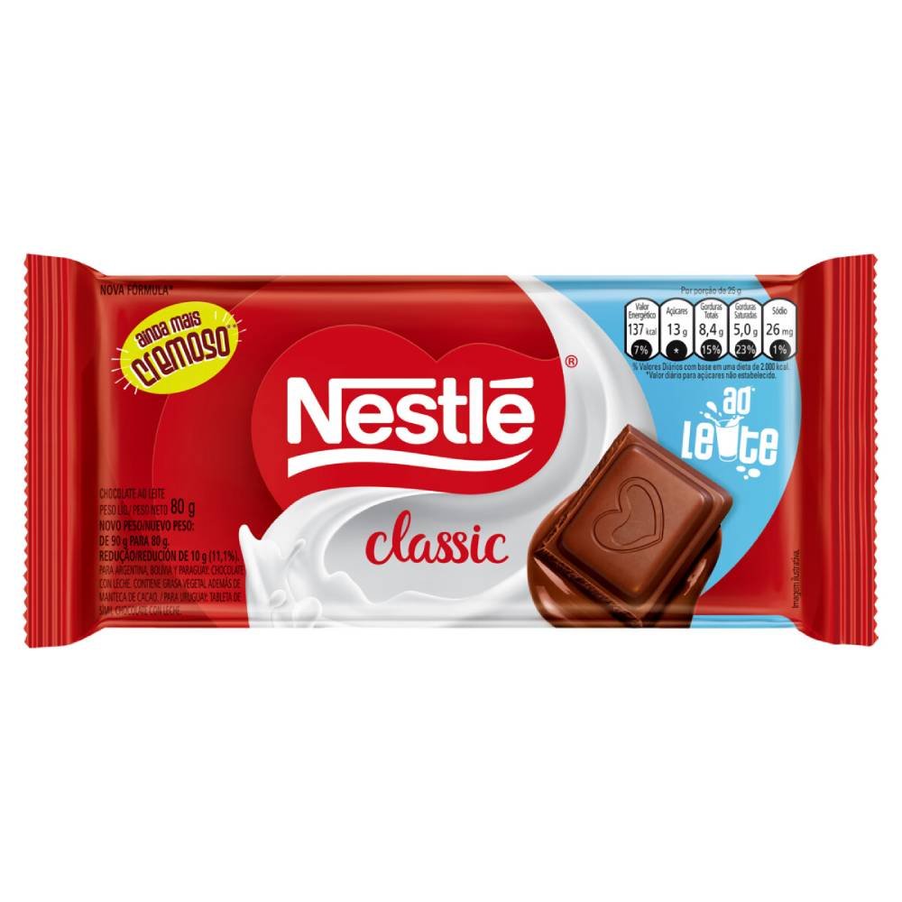 Chocolate Nestlé Classic Ao Leite 80g - PanVel Farmácias