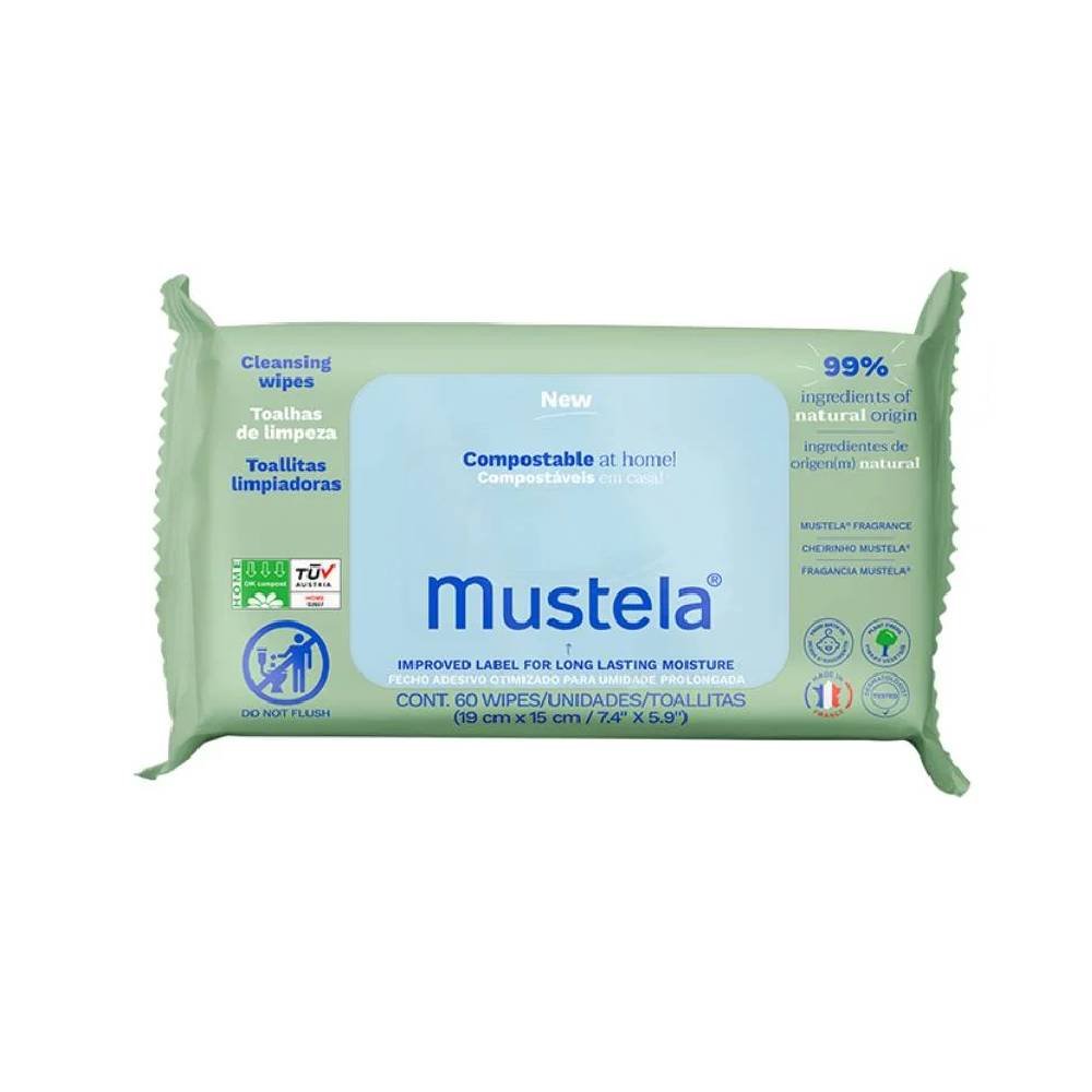 Toalhas Umedecidas Compostáveis Mustela Toalhas Com Perfume 60 Unidades