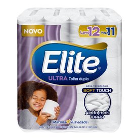 PAPEL HIGIÊNICO ELITE ULTRA FOLHA DUPLA 12 ROLOS 30M CADA