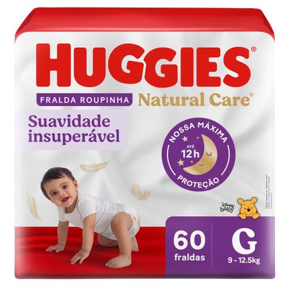 FRALDA HUGGIES NATURAL CARE ROUPINHA G 60 UNIDADES