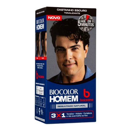 TONALIZANTE DE CABELO MASCULINO BIOCOLOR HOMEM BOZZANO CASTANHO ESCURO
