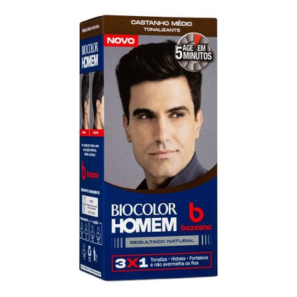 TONALIZANTE DE CABELO MASCULINO BIOCOLOR HOMEM BOZZANO CASTANHO MÉDIO