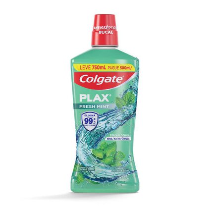 ENXAGUATÓRIO BUCAL COLGATE PLAX FRESH MINT SEM ALCOOL 750ML