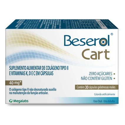 COLÁGENO NÃO HIDROLISADO TIPO II BESEROL CART 30 CÁPSULAS EM GEL