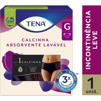 CALCINHA ABSORVENTE LAVÁVEL TENA PRETA G