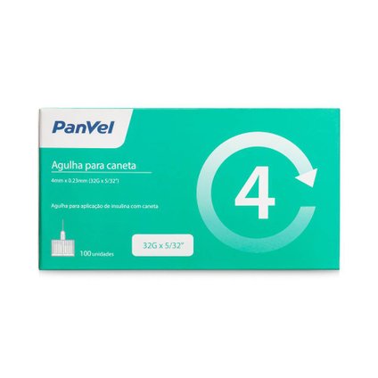 AGULHA PARA CANETA DE INSULINA 4MM PANVEL 100 UNIDADES