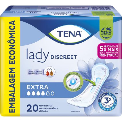 ABSORVENTE PARA INCONTINÊNCIA URINÁRIA TENA LADY DISCREET EXTRA 20 UNIDADES