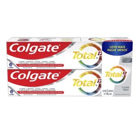 KIT CREME DENTAL COLGATE TOTAL 12 CLEAN MINT 140G - 2 UNIDADES