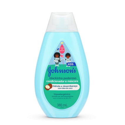 CONDICIONADOR E MÁSCARA INFANTIL PARA CABELOS CRESPOS JOHNSON'S BLACKINHO PODEROSO 380ML