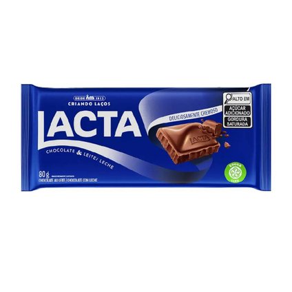 CHOCOLATE BARRA LACTA AO LEITE 80G