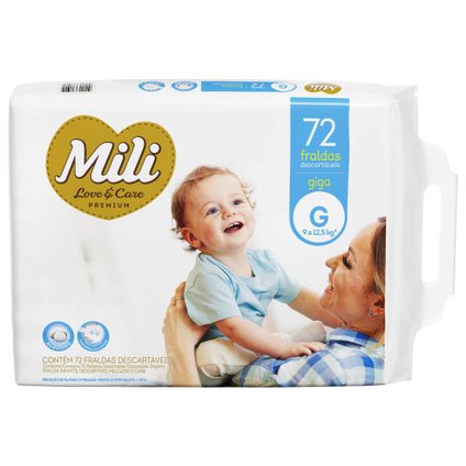 FRALDA MILI LOVE & CARE PREMIUM GIGA G COM 72 UNIDADES