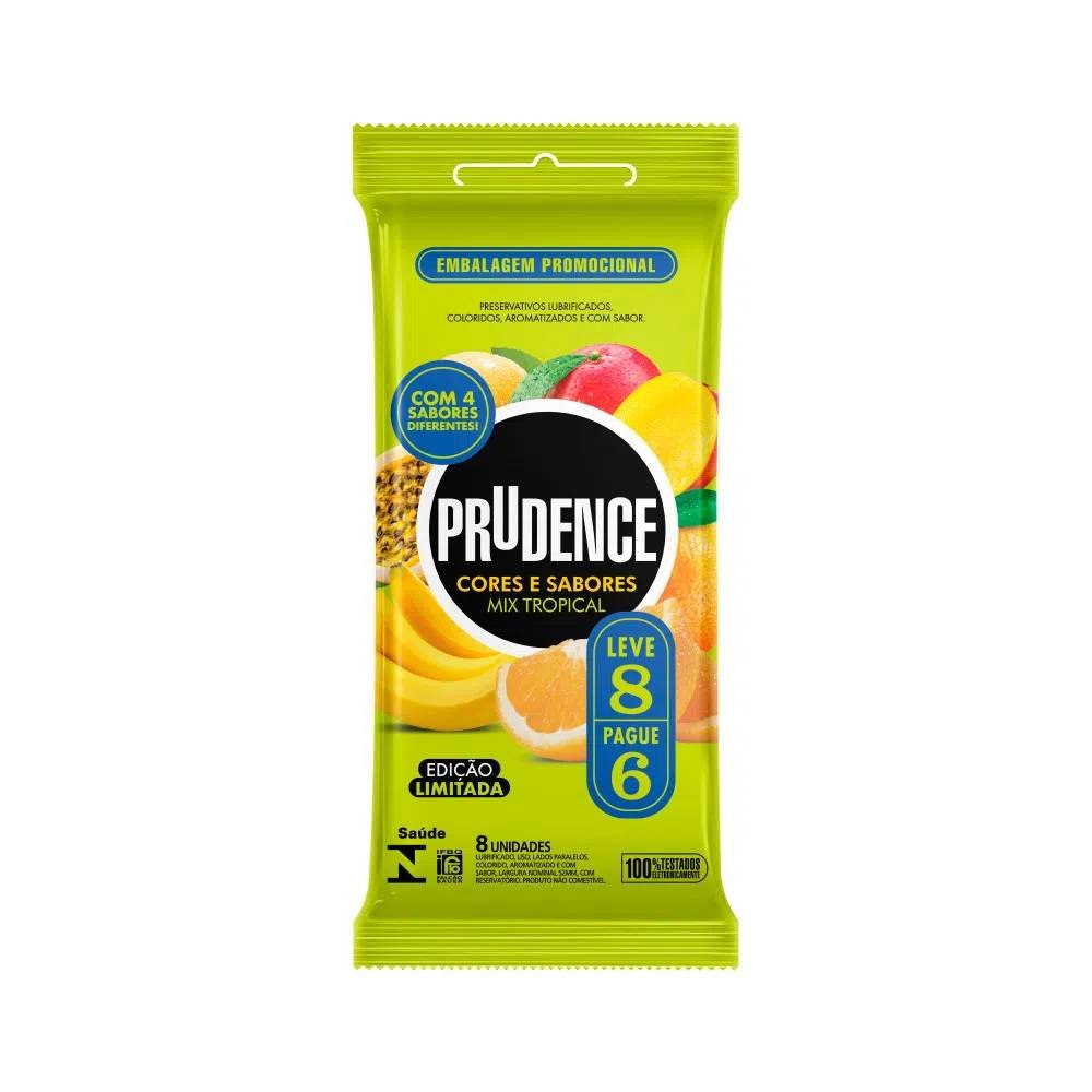 Preservativo Prudence Cores E Sabores Mix Tropical Leve 8 Pague 6
