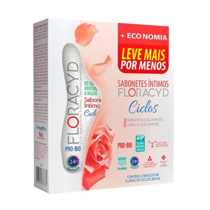 SABONETE ÍNTIMO FLORACYD CICLOS 200 ML COM 2 UNIDADES