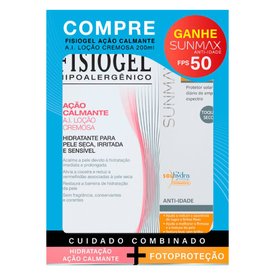 KIT LOÇÃO CREMOSA FISIOGEL AI 200ML GANHE PROTETOR SOLAR SUNMAX ANTI- IDADE FPS50 60ML
