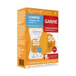 Kit Protetor Solar Corporal Sunmax Fluid 120ml Fps55 Ganhe Protetor Solar Sensitive Fps50 25ml