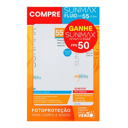 KIT PROTETOR SOLAR CORPORAL SUNMAX FLUID 120ML FPS55 GANHE PROTEOR SOLAR SENSITIVE FPS50 25ML
