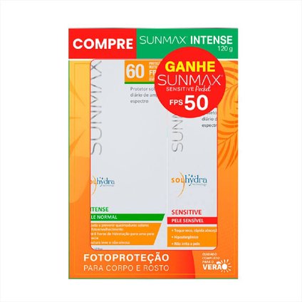 KIT PROTETOR SOLAR SUNMAX INTENSE FPS60 120G GANHE PROTETOR SOLAR SENSITIVE FPS50 25ML