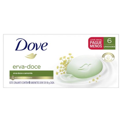 KIT SABONETE EM BARRA DOVE ERVA-DOCE 6 UNIDADES DE 90G CADA