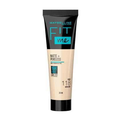 BASE LÍQUIDA MAYBELLINE NY FIT ME MATTE FPS 22 COR 118 30ML