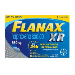 Analgésico Flanax Xr 660mg Bayer Dores Insistentes Com 8 Comprimidos