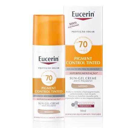 PROTETOR SOLAR FACIAL EUCERIN SUN PIGMENT CONTROL CREME FACIAL TOM MÉDIO FPS70 50ML