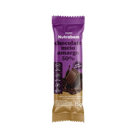 CHOCOLATE MEIO AMARGO ZERO AÇÚCAR PANVEL NUTRABEM 15G AV