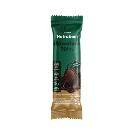 CHOCOLATE 70% CACAU ZERO AÇÚCAR PANVEL NUTRABEM 15G AV