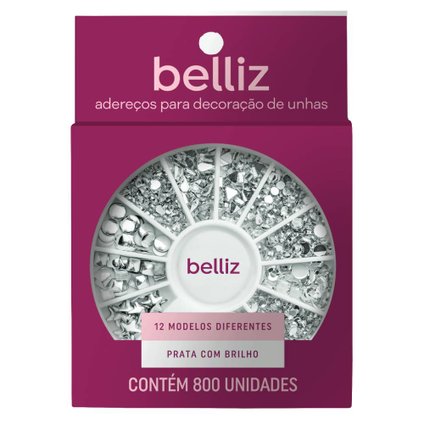 ADEREÇOS PARA DECORAÇÃO DE UNHAS BELLIZ PRATA - DISCO C/800 UNID