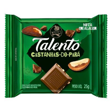 CHOCOLATE GAROTO TALENTO AO LEITE COM CASTANHAS-DO-PARÁ 25G