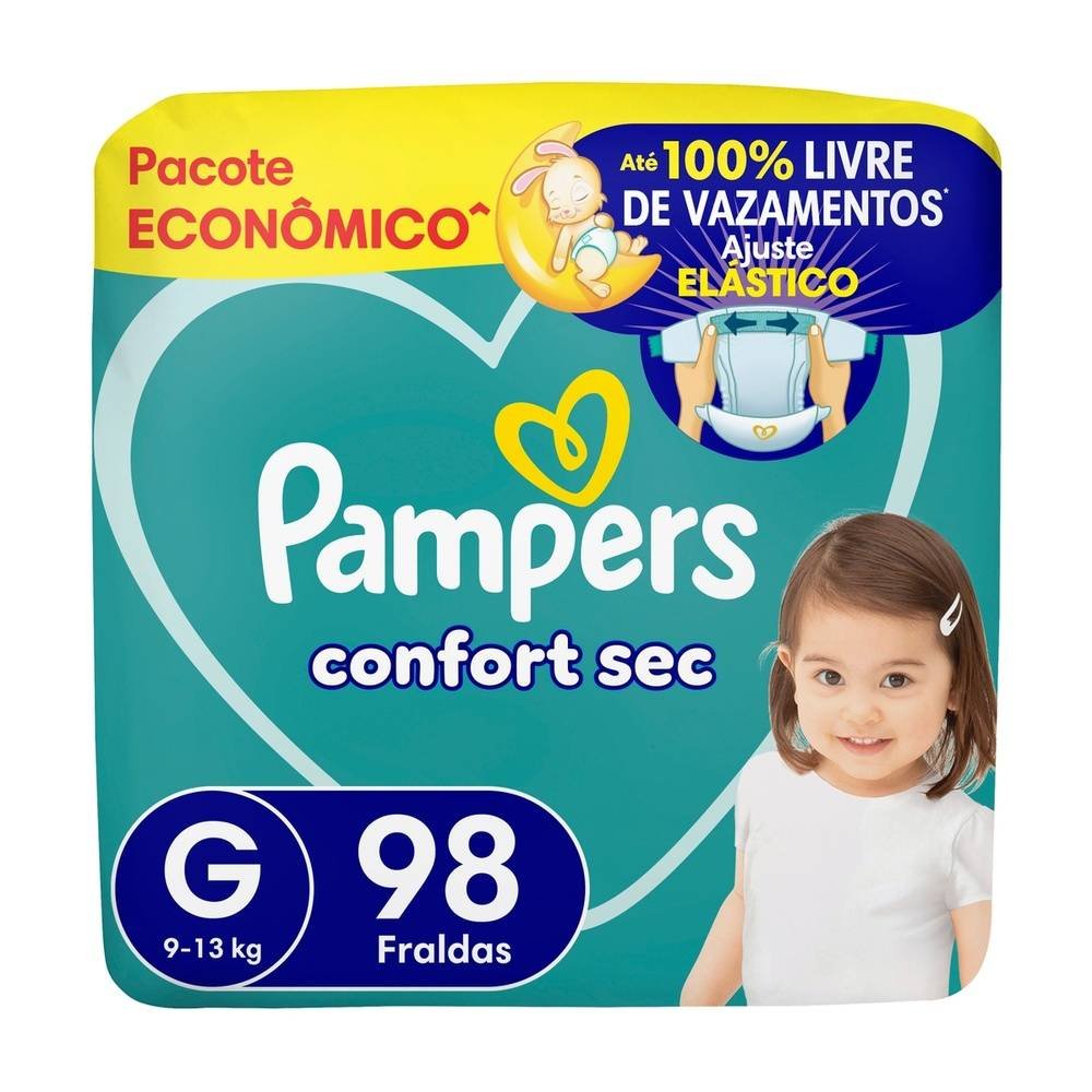 Fralda Pampers Confort Sec Tamanho G 98 Unidades